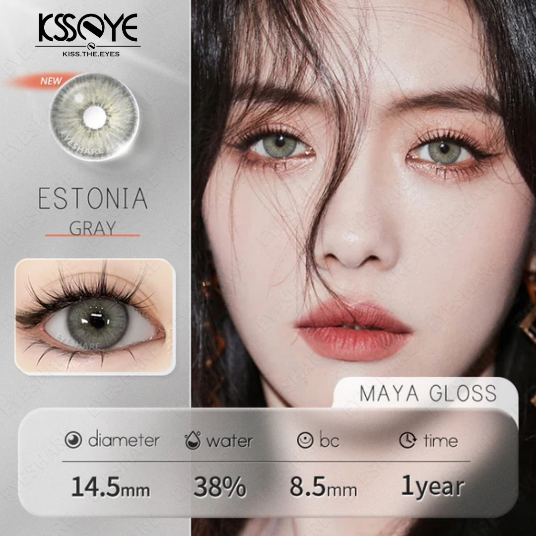 Picture of New Estonia Gray Color Contact Lens With Regular Kit Box For Men and Women. 1 Pair Ksseye Color Contact Lens For Eye Makeup and Cosmetics.Estonia Series. #estonia
