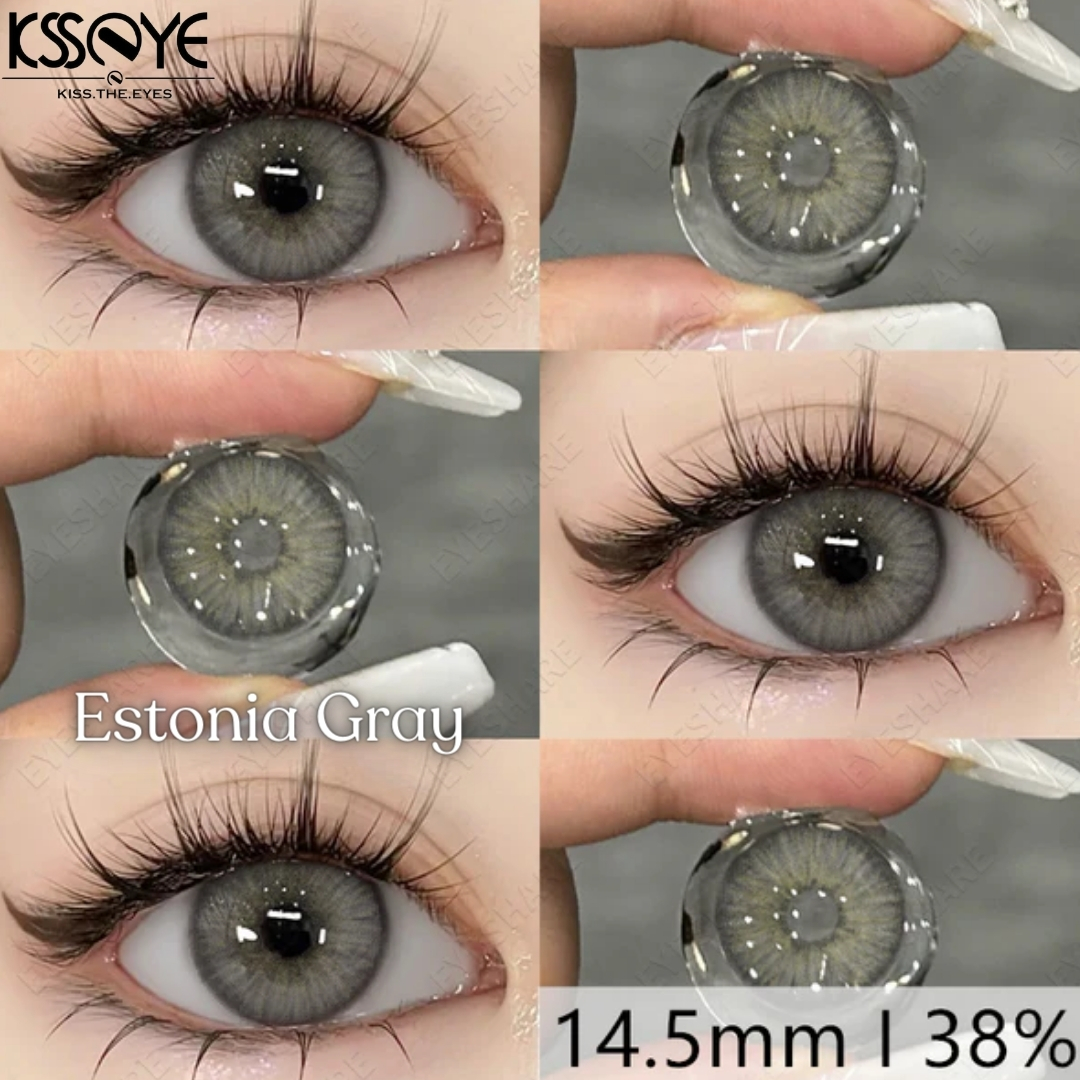 Picture of New Estonia Gray Color Contact Lens With Regular Kit Box For Men and Women. 1 Pair Ksseye Color Contact Lens For Eye Makeup and Cosmetics.Estonia Series. #estonia