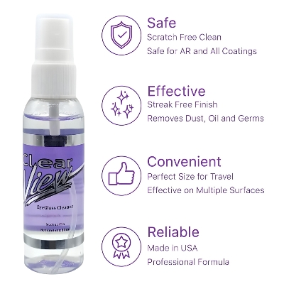 Picture of New Clear View Premium Anti-Streak Eyeglass/Sunglasses Lens Cleaner Spray with flavor sunglasses cleaning kit for Eyeglasses, Laptops, Smartphones, & Other Screens #clearview