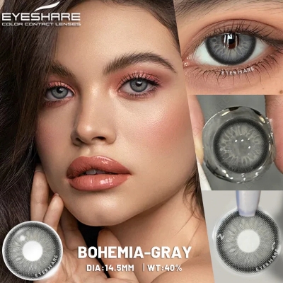 Picture of New Ksseye Bohemia Gray Color Contact Lens With Regular Kit Box For Men and Women. 1 Pair Ksseye Color Contact Lens For Eye Makeup and Cosmetics.Ksseye Bohemia Series. #bohemia