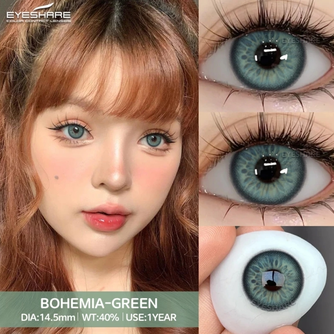 Picture of New Ksseye Bohemia Green Color Contact Lens With Regular Kit Box For Men and Women. 1 Pair Ksseye Color Contact Lens For Eye Makeup and Cosmetics.Ksseye Bohemia Series. #bohemia