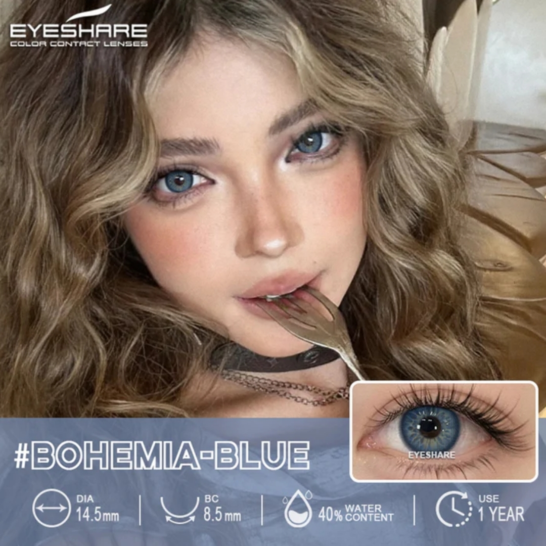 Picture of New Ksseye Bohemia Blue Color Contact Lens With Regular Kit Box For Men and Women. 1 Pair Ksseye Color Contact Lens For Eye Makeup and Cosmetics.Ksseye Bohemia Series. #bohemia