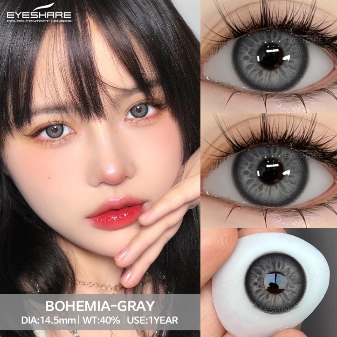 Picture of New Ksseye Bohemia Gray Color Contact Lens With Regular Kit Box For Men and Women. 1 Pair Ksseye Color Contact Lens For Eye Makeup and Cosmetics.Ksseye Bohemia Series. #bohemia