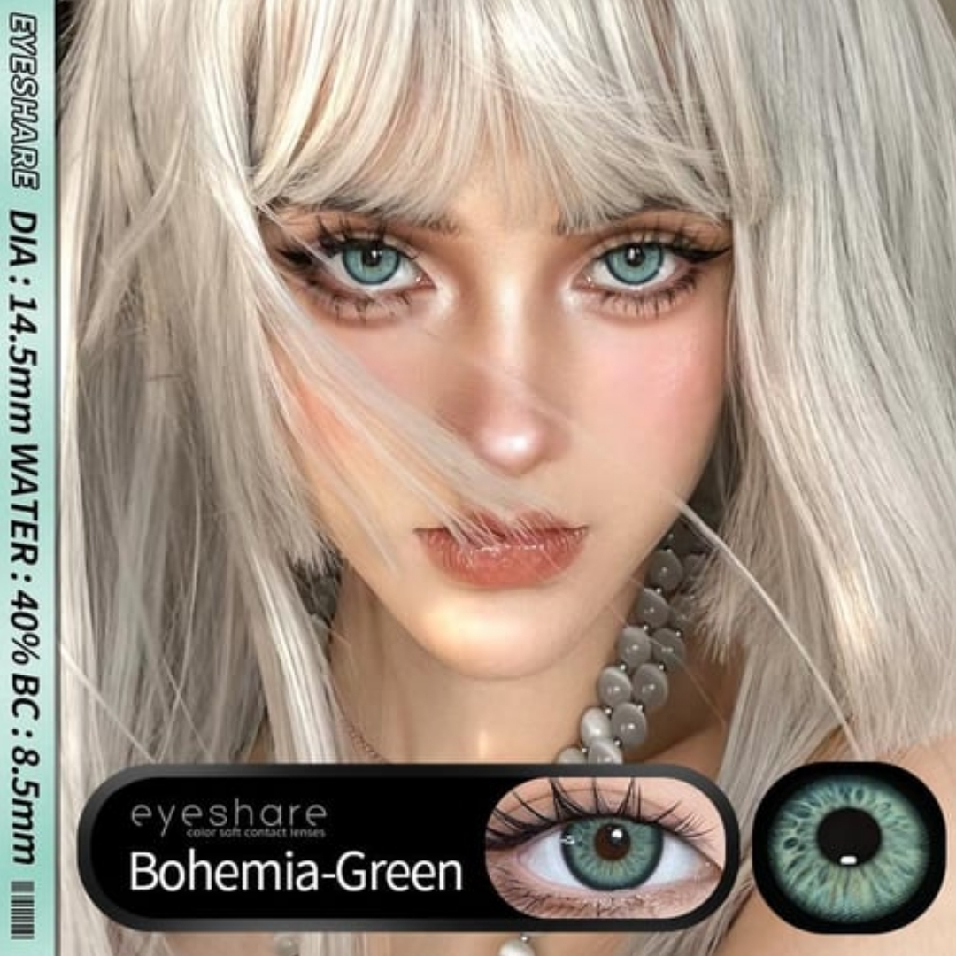 Picture of New Ksseye Bohemia Green Color Contact Lens With Regular Kit Box For Men and Women. 1 Pair Ksseye Color Contact Lens For Eye Makeup and Cosmetics.Ksseye Bohemia Series. #bohemia