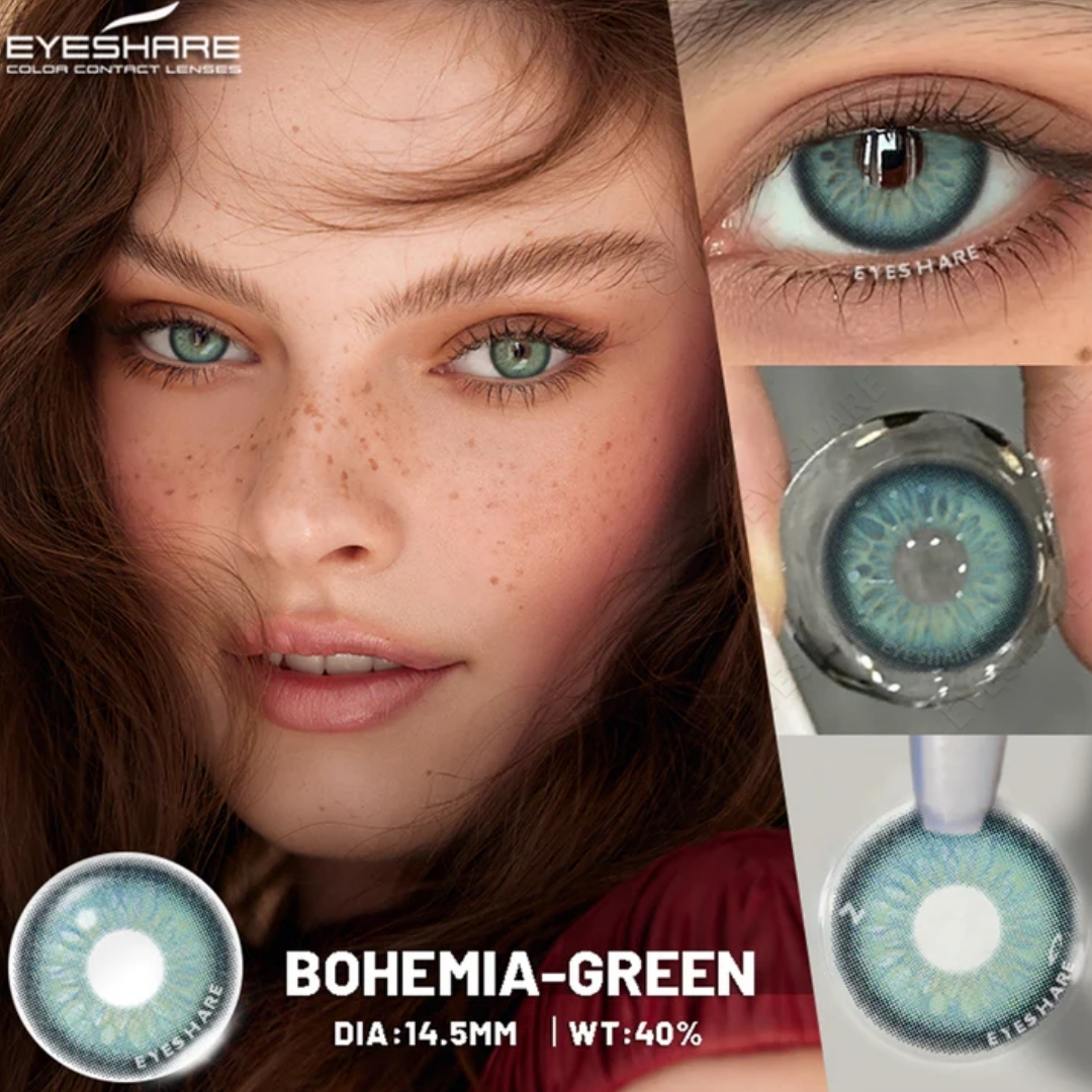 Picture of New Ksseye Bohemia Green Color Contact Lens With Regular Kit Box For Men and Women. 1 Pair Ksseye Color Contact Lens For Eye Makeup and Cosmetics.Ksseye Bohemia Series. #bohemia