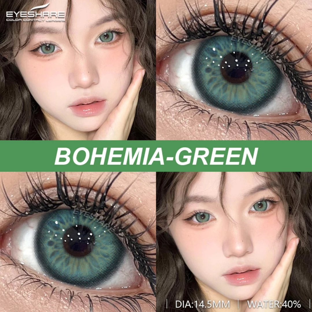 Picture of New Ksseye Bohemia Green Color Contact Lens With Regular Kit Box For Men and Women. 1 Pair Ksseye Color Contact Lens For Eye Makeup and Cosmetics.Ksseye Bohemia Series. #bohemia