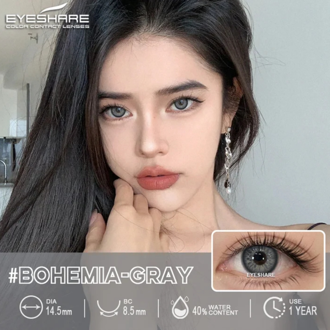 Picture of New Ksseye Bohemia Gray Color Contact Lens With Regular Kit Box For Men and Women. 1 Pair Ksseye Color Contact Lens For Eye Makeup and Cosmetics.Ksseye Bohemia Series. #bohemia