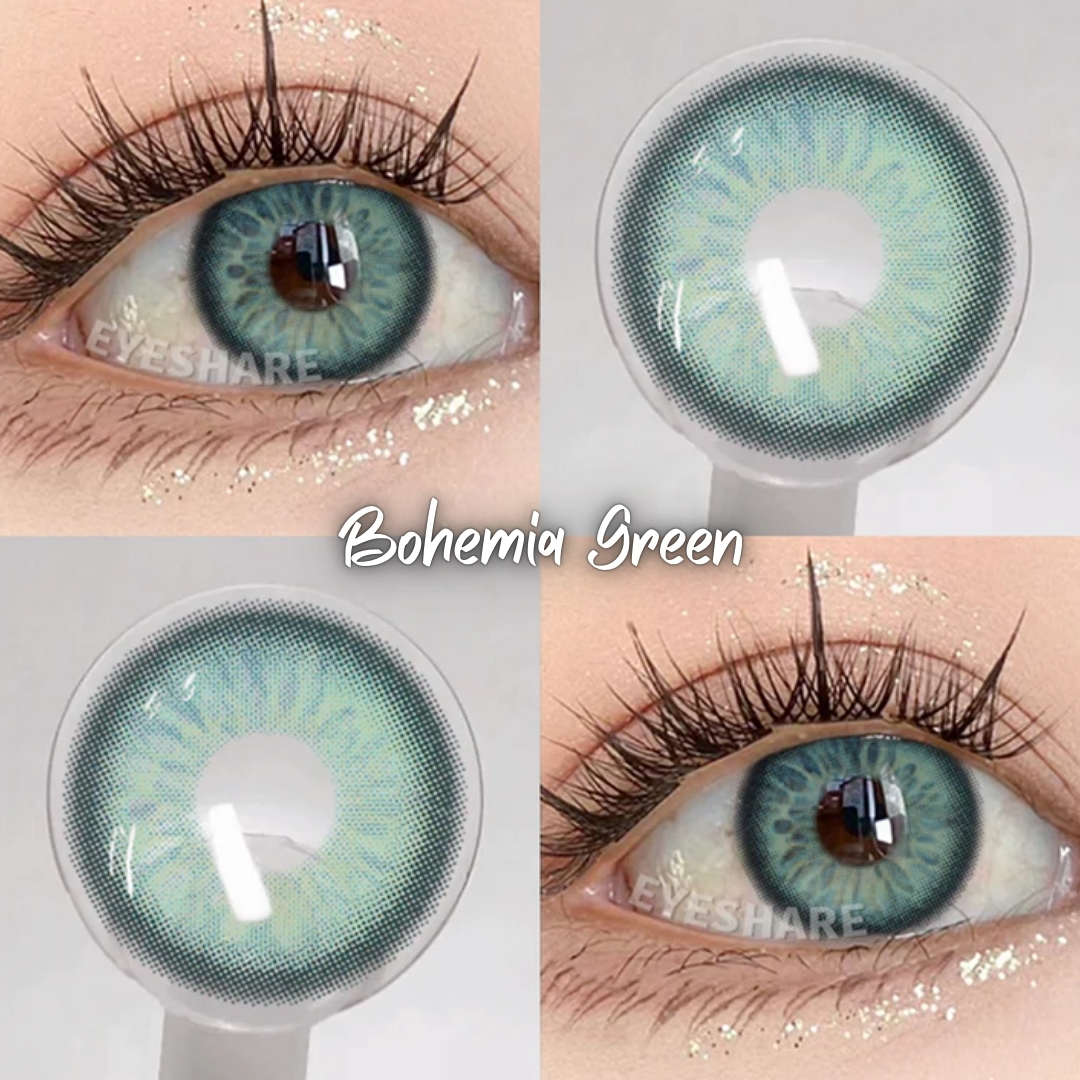 Picture of New Ksseye Bohemia Green Color Contact Lens With Regular Kit Box For Men and Women. 1 Pair Ksseye Color Contact Lens For Eye Makeup and Cosmetics.Ksseye Bohemia Series. #bohemia