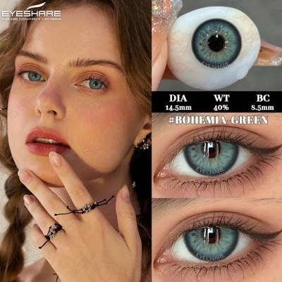 Picture of New Ksseye Bohemia Green Color Contact Lens With Regular Kit Box For Men and Women. 1 Pair Ksseye Color Contact Lens For Eye Makeup and Cosmetics.Ksseye Bohemia Series. #bohemia