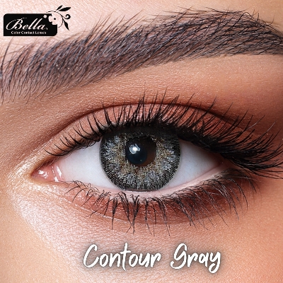 Picture of Bella Gray Contour Color Contact Lens with Regular Kit Box. For men,women/Unisex. Bella Contour Series. #cgray