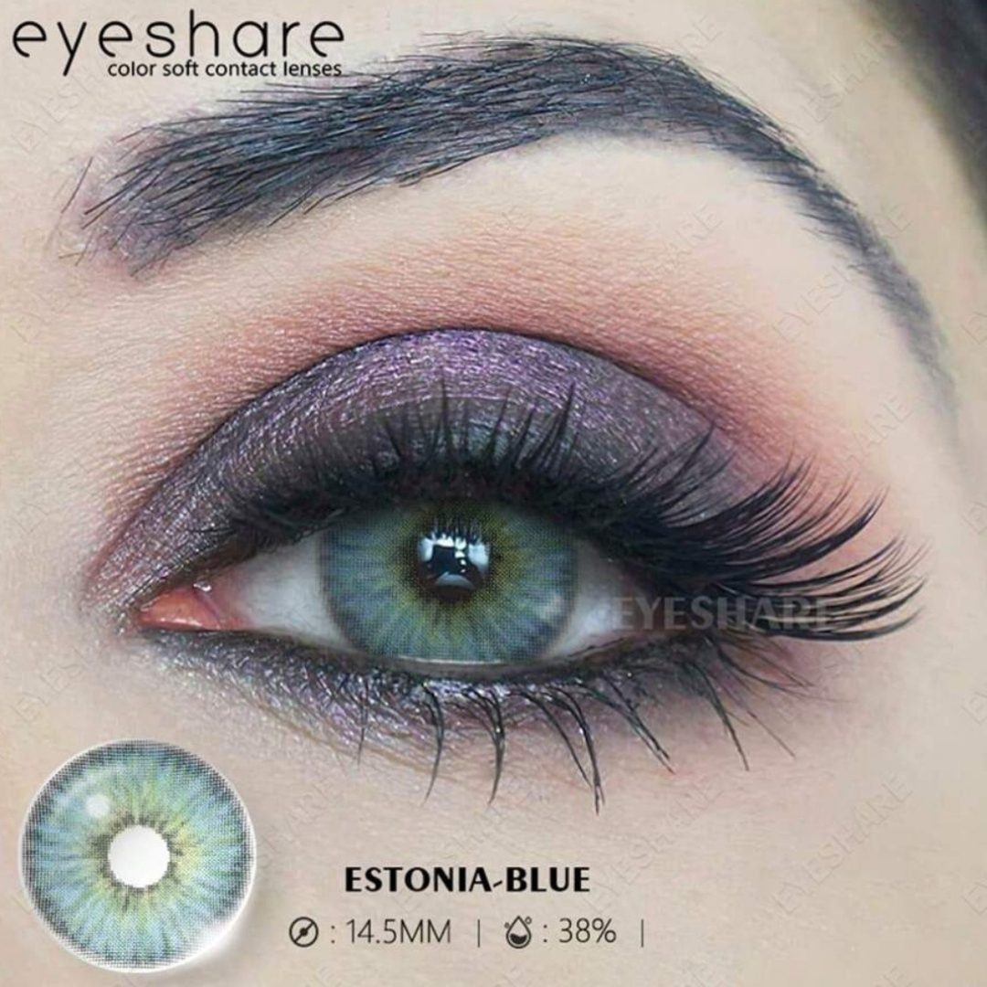 Picture of New Estonia Blue Color Contact Lens With Regular Kit Box For Men and Women. 1 Pair Ksseye Color Contact Lens For Eye Makeup and Cosmetics.Estonia Series. #estonia