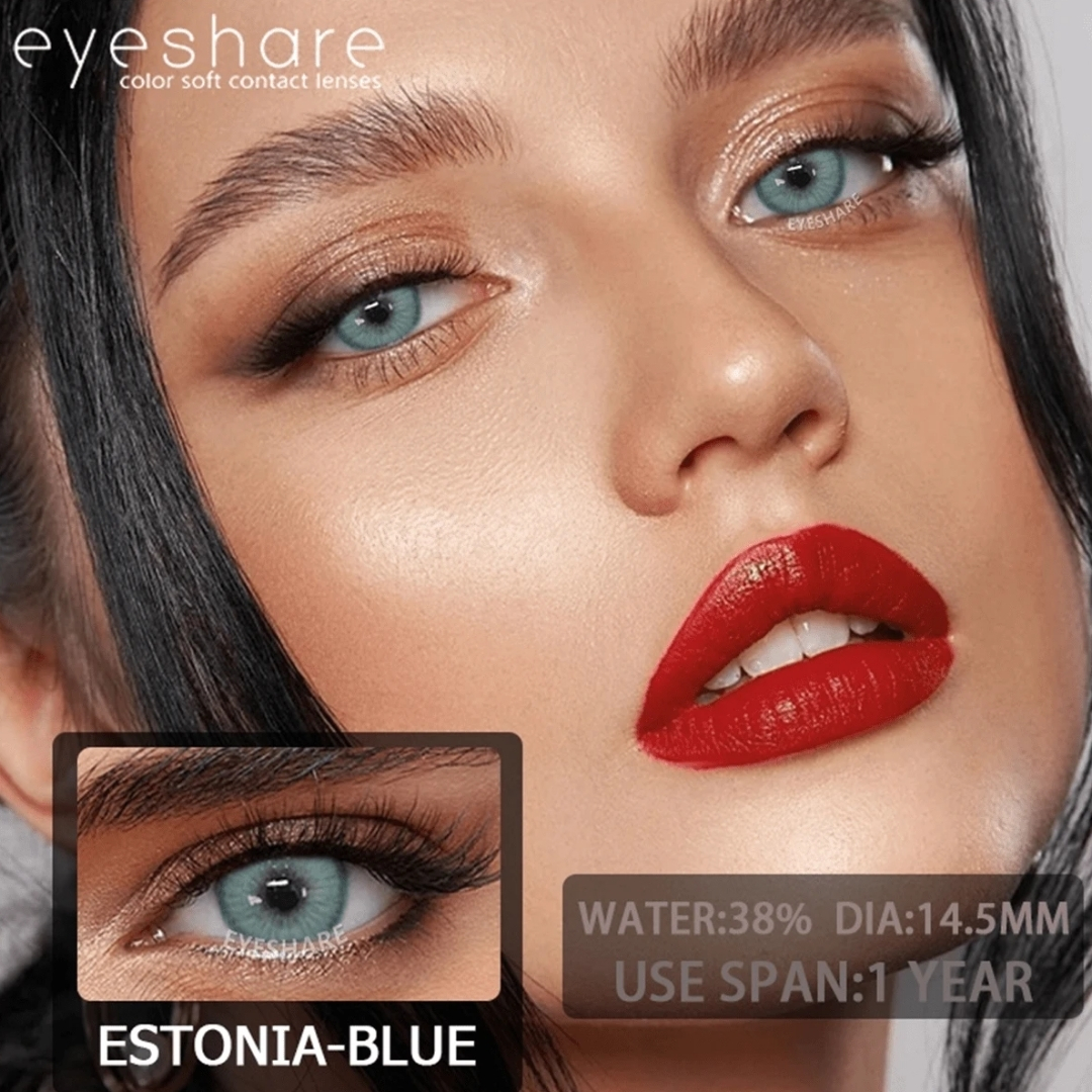 Picture of New EYESHARE Estonia Blue Color Contact Lens With Regular Kit Box For Men and Women. 1 Pair Ksseye Color Contact Lens For Eye Makeup and Cosmetics.Estonia Series. #estonia