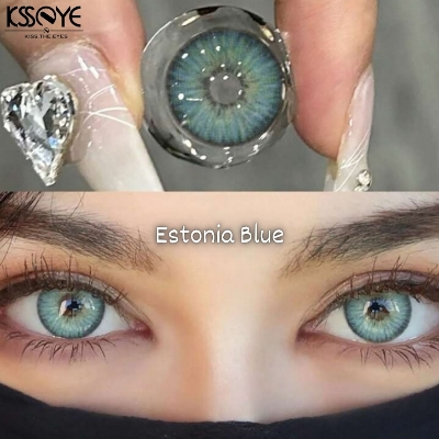 Picture of New EYESHARE Estonia Blue Color Contact Lens With Regular Kit Box For Men and Women. 1 Pair Ksseye Color Contact Lens For Eye Makeup and Cosmetics.Estonia Series. #estonia
