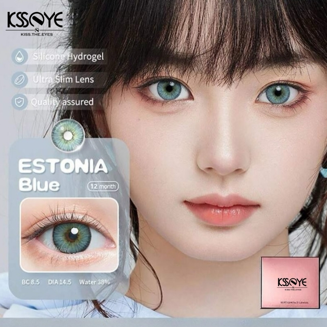 Picture of New EYESHARE Estonia Blue Color Contact Lens With Regular Kit Box For Men and Women. 1 Pair Ksseye Color Contact Lens For Eye Makeup and Cosmetics.Estonia Series. #estonia