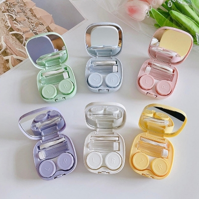 Picture of New Big Size 1pair Round Square Shape Contact Lenses Storage with Mirror, Applicator,Tweezer and solution Bottle for tour,travel and Outdoor new design and othentic quality Travel Kit Of all type Of Contact lens #solidkitbox