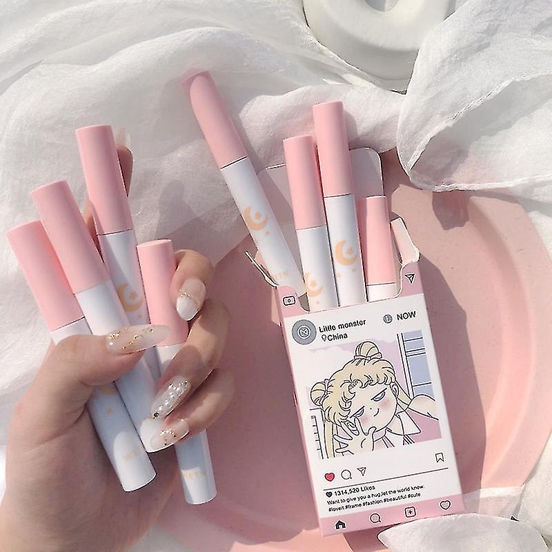 Picture of 8 Pcs/set of Cigarete tube lip glaze set matte white lipstick student gift Lipstick set- 8 color/set