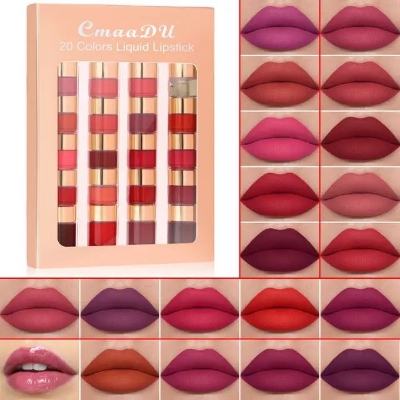 Picture of 20 Colors 4pcs/set Sexy Matte Lipsticks Set Waterproof Lip Gloss Kit Long Lasting Non-stick Cup Liquid Lipstick