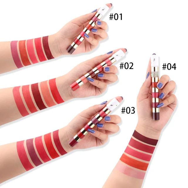 Picture of 20 Colors 4pcs/set Sexy Matte Lipsticks Set Waterproof Lip Gloss Kit Long Lasting Non-stick Cup Liquid Lipstick