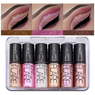 Picture of 6 Colors Glitter Diamond Liquid Eyeshadow Set Pearlescent silkworm Cosmetics Brighten Lying Eyes Makeup shadow Eye