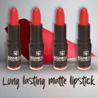 Picture of Golden Girl. Red Matte Lipstick