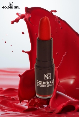 Picture of Golden Girl. Red Matte Lipstick