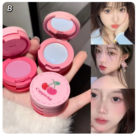 Picture of 3 in 1 Cream Blush Cherry Watermelon Red Blushes Waterproof Lasting Matte Beauty Blush Cream Peach Face Blush Makeup Cosmetic