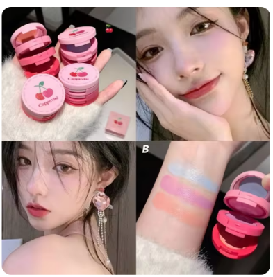 Picture of 3 in 1 Cream Blush Cherry Watermelon Red Blushes Waterproof Lasting Matte Beauty Blush Cream Peach Face Blush Makeup Cosmetic