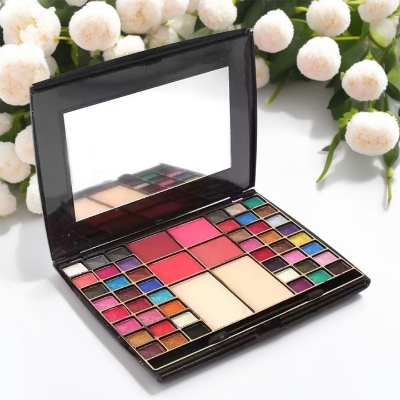 Picture of 54 Color 3 in 1 Makeup kit, Roseleaf Supper 48 Color Eyeshadow & 4 Color Blusher, 2 Compact Pressed Powder