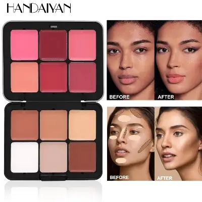 Picture of Handaiyan HD Face Essentials Palette 12 Shades Creamy Blush Palette Matte Blush Cream Cover Long Lasting Rouge Cream Makeup Palette