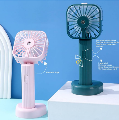Picture of Portable Handheld Misting Fan, Rechargeable Spray Water Personal Mist Fan, Battery Operated USB 3 Speeds Portable Misting Fan with Base for Travel