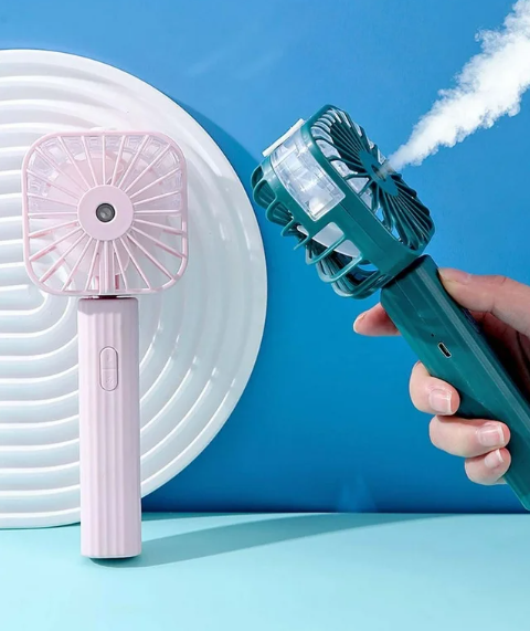 Picture of Portable Handheld Misting Fan, Rechargeable Spray Water Personal Mist Fan, Battery Operated USB 3 Speeds Portable Misting Fan with Base for Travel