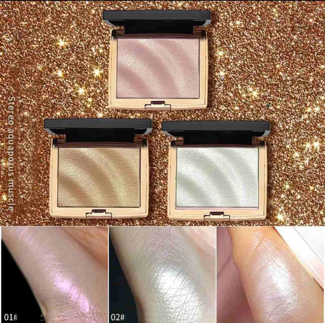 Picture of New HOJO Highlighter Makeup Shimmer Powder Highlighter Palette Base Illuminator Highlight Face Contour Golden Bronzer