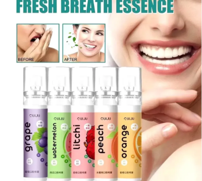 Picture of Oral Fresh Spray Mouth Freshener 6 Smell Fresh Breath Mouth Fruit Litchi Peach Grape Flavor Persistent Portable Oral Care-1 pc only