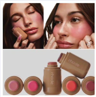 Picture of Rhode Cinnamon Roll Lip Balm Jelly Bean Lip Balm Gloss Lip Moisturizing Pocket Blush Stick Waterproof Blusher