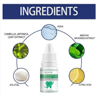 Picture of ELHOE Teeth Whitening Drops – 100% Natural Herbal Formula – Instantly Whitens Yellow Teeth, Removes Stains, Fights Bad Breath & Plaque – Strengthens Gums & Enamel – Safe for Sensitive Teeth – Fluoride-Free Liquid Oral Care for Men & Women