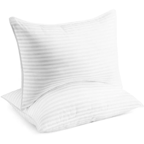 Allora White Stripe Hotel Type Microfiber Pillow 2Pcs Combo