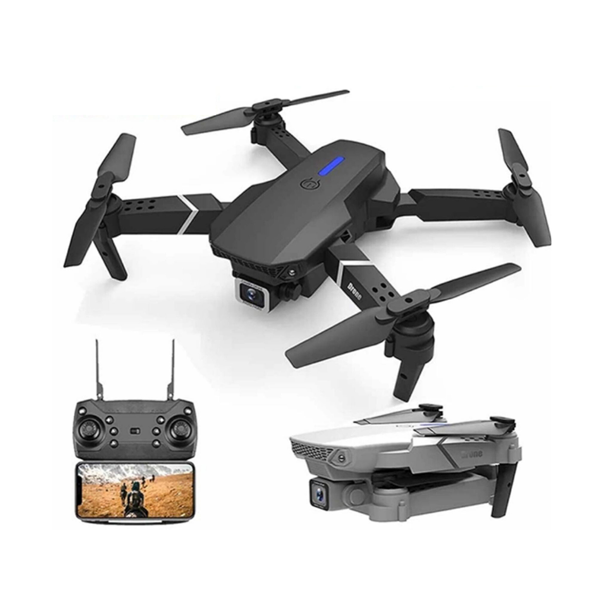 Picture of E88 Pro Dual Double Camera Drone - 2.4GHz Frequency WiFi Camera - Android App Operator with Double Battery & Carry Bag