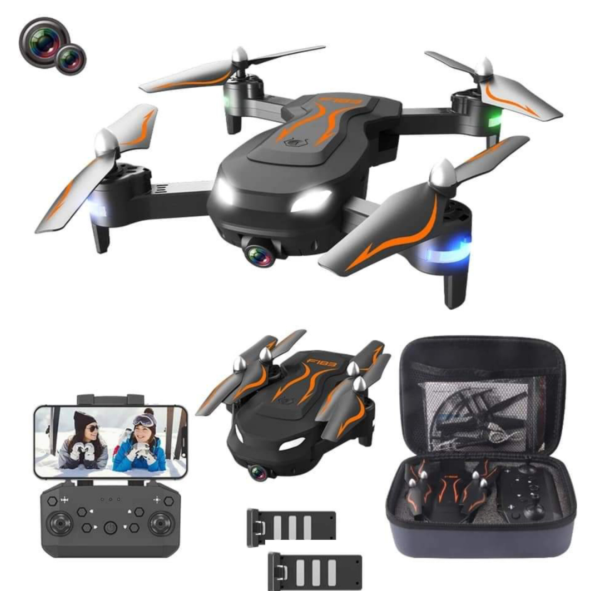 Picture of ZFR F183 Dual Camera drone,  1200mah Dual Battery with Carry Bag,  Wifi App Controlling. - drone camera