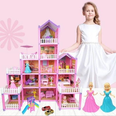 Picture of Assemble Doll House Set For Kids, With Doll & Furniture total 274 pcs.