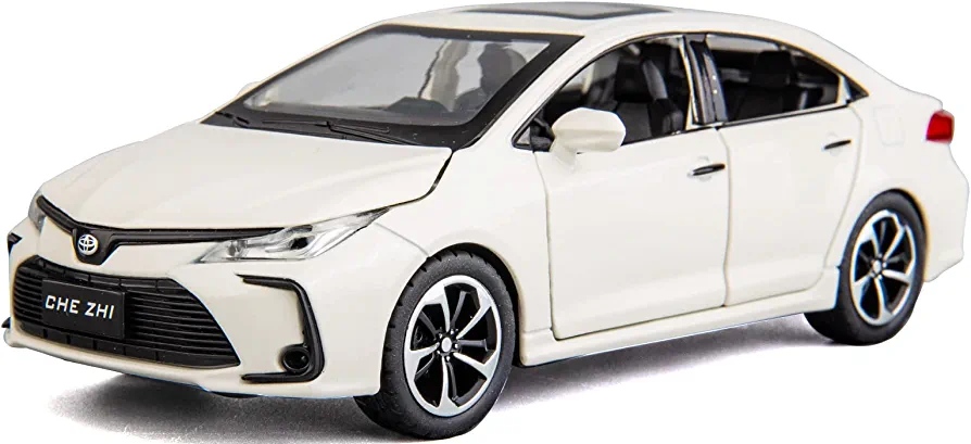 Picture of 1:32 Toyota Corolla Die Cast Car.  All part openable,Light Music & Pull back fiction with box.