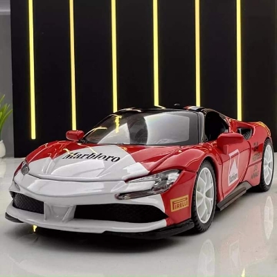 Picture of Ferrari SF90 Die Cast Model Car , With Transparent Box.