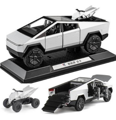 Picture of 1:24 Tesla Cybartruck Die Cast Model Car With Mini Car.  Pull Back Fiction Light Music & Box.