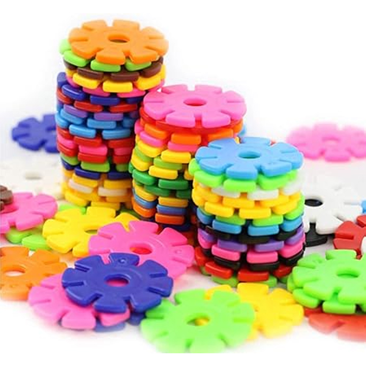 100pcs/bag Multicolor Plastic Snowflake Blocks Kids Assembled DIY Toy