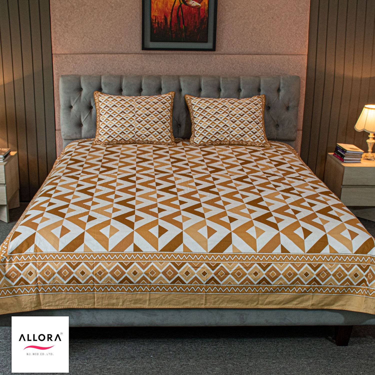 Pattern Play Printed Allora Bed sheet – Brown Magic