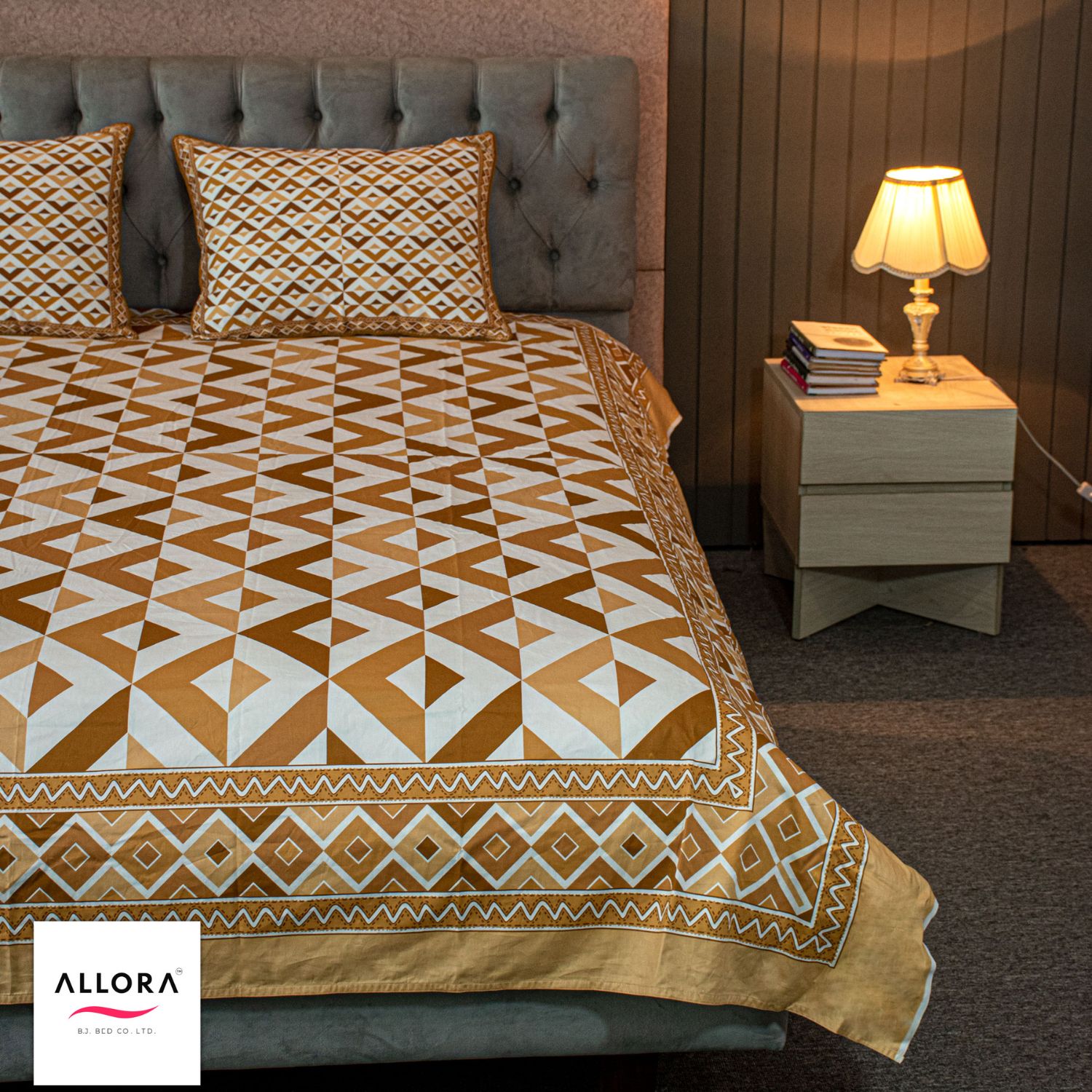Pattern Play Printed Allora Bed sheet – Brown Magic