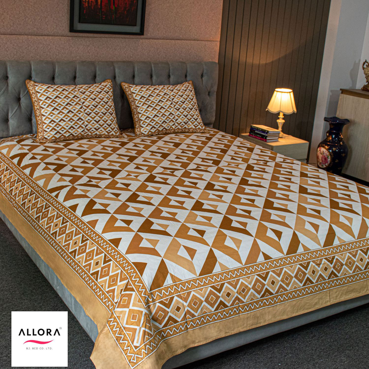 Pattern Play Printed Allora Bed sheet – Brown Magic