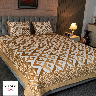 Pattern Play Printed Allora Bed sheet – Brown Magic