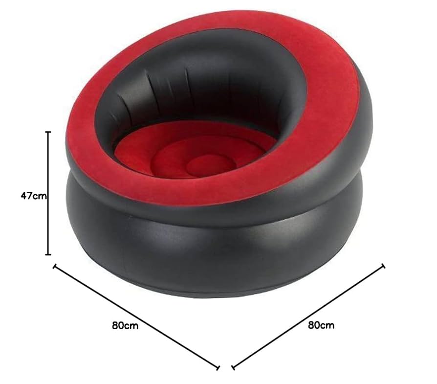 Picture of Unibos Air Chair Inflatable Sofa | Indoor & Outdoor Use | Blow up Seat Gaming Lounger | Flocked Surface Ultra Soft | Single - Red/Black