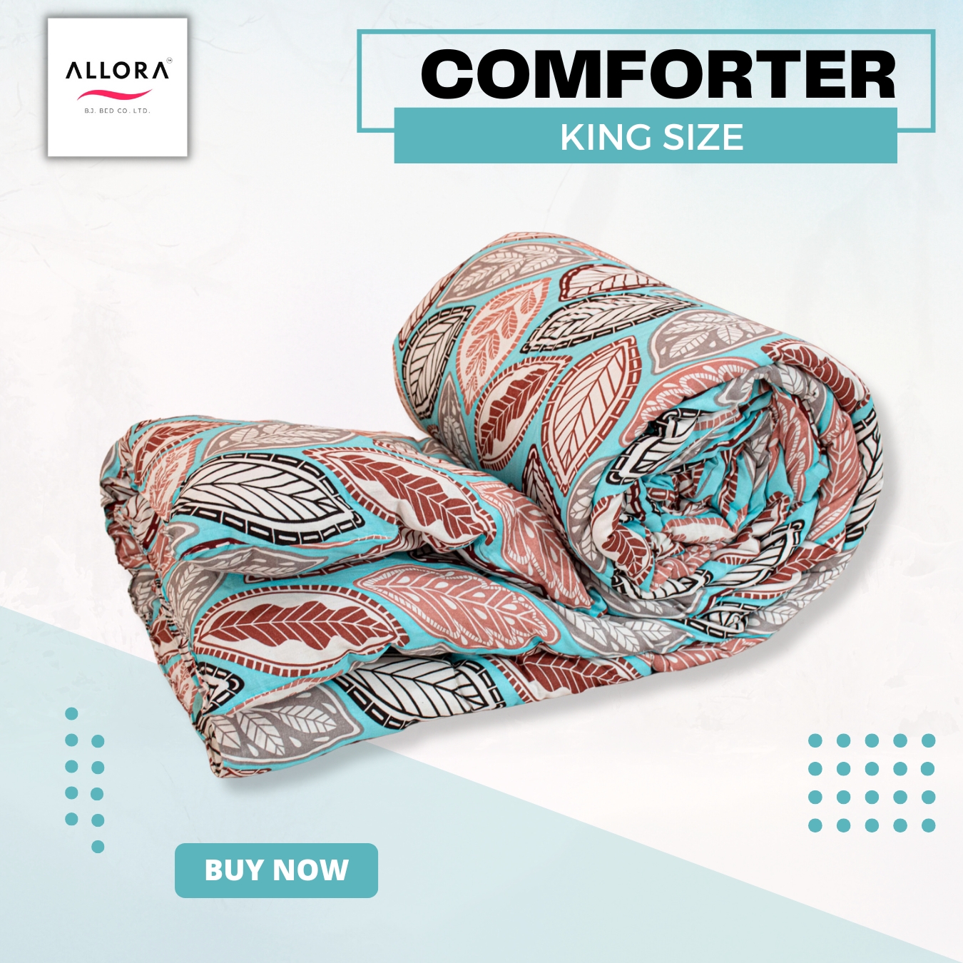 Fallen Leaves Print Allora Comforter – Pastel Blue