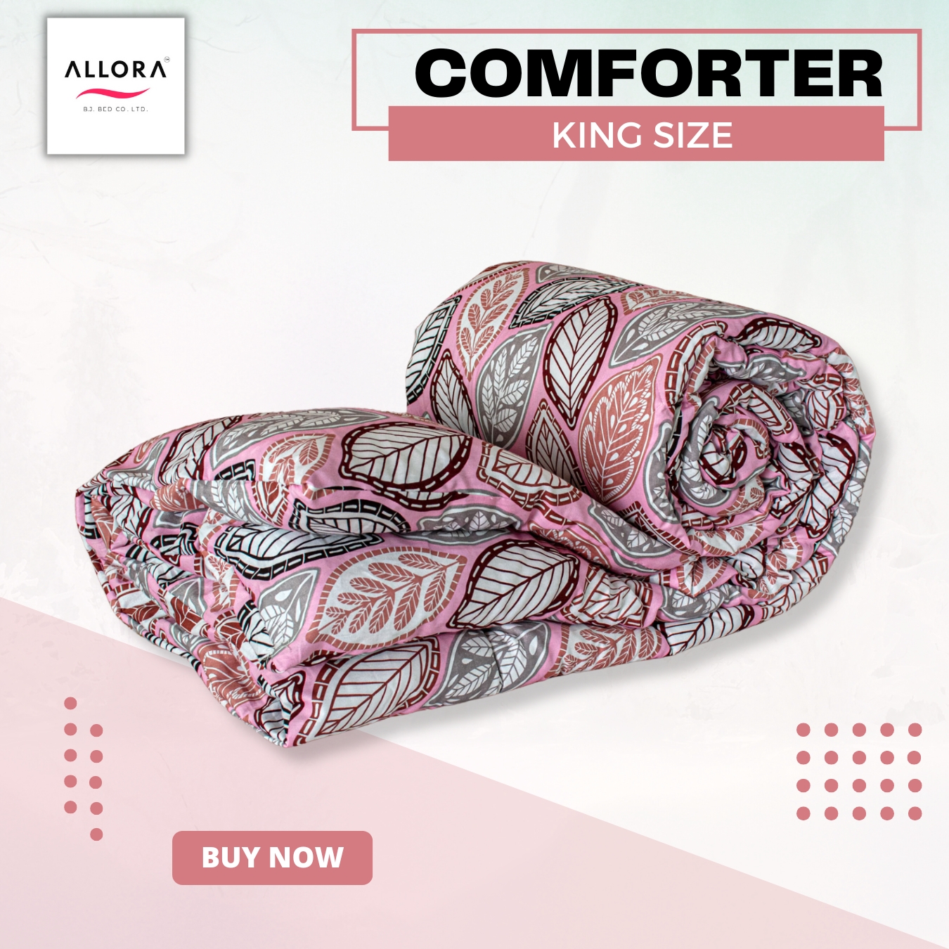 Fallen Leaves Print Allora Comforter – Pink